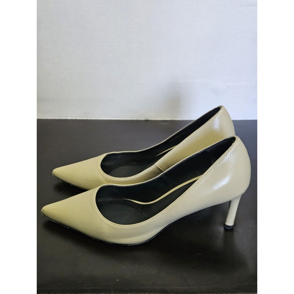 EU38 Us7.5 - BOSS Womens Beige Leather Pointed Toe Stiletto Pump Heels
